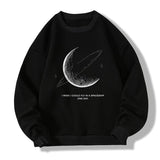 Gbolsos Winter Warm Sweatshirts New Men Simple Stroke Moon Graphic Pullovers Oversized Korean Style Man Letter Print O Neck Tops