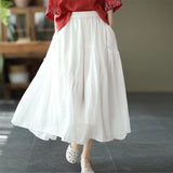 Gbolsos Double Layer Cotton Linen Skirt Spring Womens Fashion Women Korean Clothing Elegant Long Skirts Summer Woman Harajuku Y2k