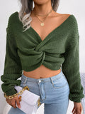 Gbolsos Knit Twist Pullover Women Autumn New Fashion Tops Long Sleeve Oversized Sweater High Street Off-Shoulder Knitwear