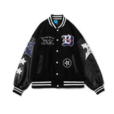 Gbolsos Hip Hop Baseball Jacket Coat Men Letter B Embroidery Leather Sleeve Varsity Bomber Biker Punk Vintage Fashion College Jacket