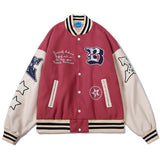 Gbolsos Hip Hop Baseball Jacket Coat Men Letter B Embroidery Leather Sleeve Varsity Bomber Biker Punk Vintage Fashion College Jacket