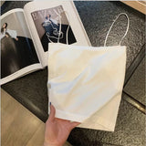 Gbolsos Basic Spaghetti Strap Tank Top Bra Summer White Tops For Women   Backless Slim Sleeveless Camisole Cropped Bandeau Tops