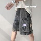 GbolsosMen's denim casual shorts 2022SS tooling style wear all-match trend jeans summer women half denim pants unisex cargo streetwear