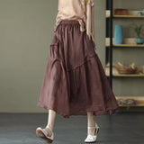 Gbolsos Double Layer Cotton Linen Skirt Spring Womens Fashion Women Korean Clothing Elegant Long Skirts Summer Woman Harajuku Y2k