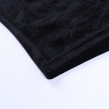 Gbolsos 90s Vintage Velvet Black Crop Top Elegant Lady Lace Flare Sleeve V Neck T-shirt Harajuku Grunge Retro Tees Women Gothic Clothes