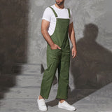 Gbolsos 2023 Men Bib Pants Solid Color Casual Jumpsuits Streetwear Joggers Multi Pockets Fashion Suspenders Men Cargo Overalls