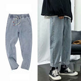 Gbolsos American Casual Jeans Men Spring Wide Leg Street Straight Oversize Denim Pants Elastic Waist Drop Vintage Denim Trousers 2023