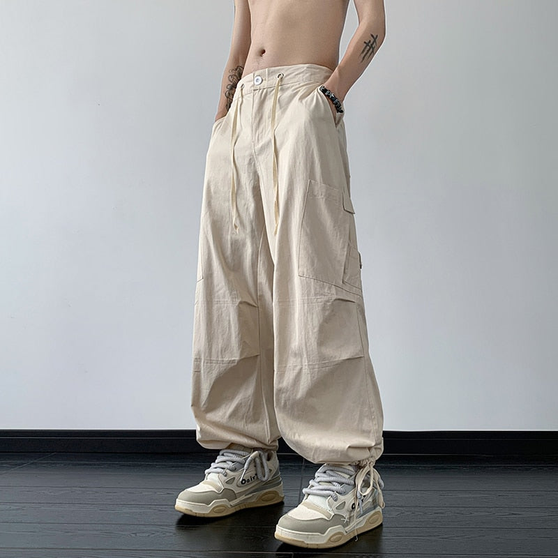 Gbolsos 2023 Men's Streetwear Hip Hop Style Casual Pants Loose Large Pocket Decoration Oversized Sweatpants 3 Color Trousers  M-4XL