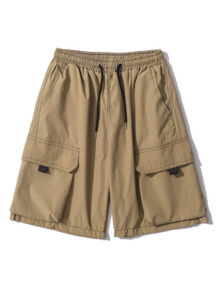 Gbolsos Men Sweat Shorts Vintage Cargo Shorts Unisex Trend Japanese Students Casual Trend Half Pants Techwear Safari Trousers