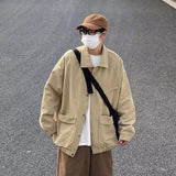 Gbolsos2022 Men's Japanese Vintage Lapel Collar Cargo Jackets Work Clothes Harajuku Loose Casual Coats Solid Color Outerwear M-2XL