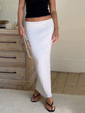 Gbolsos Summer Knit Long Skirt Women Sexy Holiday Party Beach Cove-Up Midi Skirts Dropped Waist See Through Wrap White Maxi Skirt