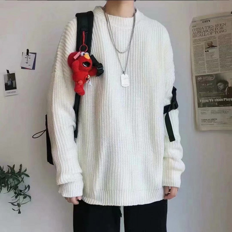Gbolsos Korean Fashion Sweaters Men Autumn Solid Color Wool Sweaters Slim Fit Men Street Wear Mens Clothes Knitted Sweater Men Pullovers