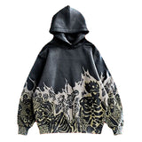 Gbolsos Hip Hop Y2K Gothic Hoodie Man Streetwear Skeleton Graphic Zip Sweatshirt Men Casual Hooded Harajuku Vintage Coat Unisex Clothes