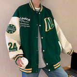 Gbolsos Spring and autumn retro quilted embroidered baseball uniform jacket men and women loose tide brand street jacket couple shirt