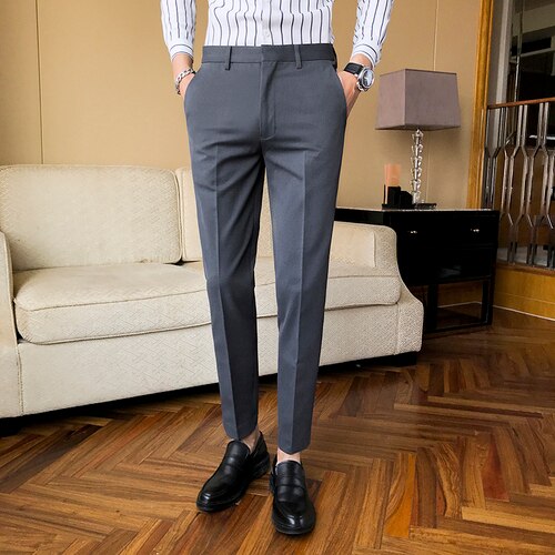 Gbolsos 2023 New Business Dress Pants Men Solid Color Office Social Formal Suit Pants Casual Streetwear Wedding Trousers Pantalon Homme