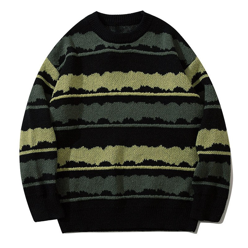 Gbolsos 2023 Spring Oversized Streetwear Pullover Men's Clothes New Hip Hop Punk Knitwear Sweater Vintage Jumper Striped Sweater Men
