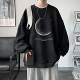 Gbolsos Winter Warm Sweatshirts New Men Simple Stroke Moon Graphic Pullovers Oversized Korean Style Man Letter Print O Neck Tops