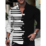 Gbolsos Luxury Men Shirts Single Breasted Shirt For Men Casual Piano Print Long Sleeve Tops Men's Clothing Hawaiian Cardigan Blouses New