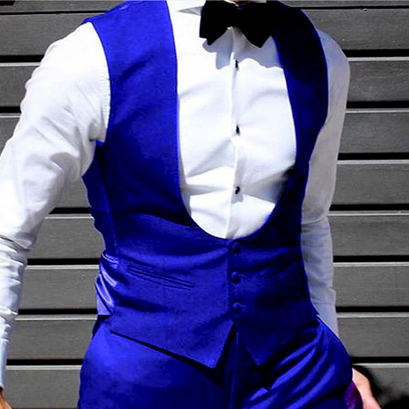 Gbolsos Black Men Vest for Wedding Groom Tuxedo One Piece Slim Fit Waistcoat Solid Color Male Fashoin Coat Clothes