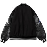 Gbolsos Hip Hop Baseball Jacket Coat Men Letter B Embroidery Leather Sleeve Varsity Bomber Biker Punk Vintage Fashion College Jacket