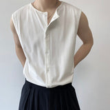 Gbolsos Summer Vest Men Slim Fit Fashion Casual Round-neck Vest Mens Streetwear Korean White Black Vest Men Sleeveless T-shirt M-XL