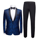 Black Formal Suit Men 2 Piece Set Asian Size 4XL Business Banquet Men Dress Suit Jacket and Pants High Quality Jacquard Fabric