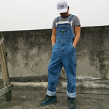 Jeans Men Men's Denim Overalls Men's Overalls Jumpsuit Large size strap Straight pants Blue jeans More sizes 30-44 46