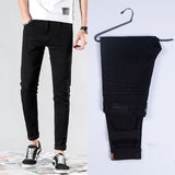 Gbolsos2021 New Men Stretch Skinny Jeans Fashion Casual Slim Fit Denim Trousers Blue Black  White Sky blue Pants Male Brand Clothes