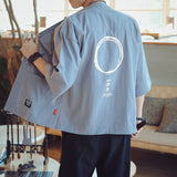 Gbolsos Summer Chinese Style Cotton Linen Kimono Jacket For Men Thin Sunscreen Clothes Kimono Coat Half Sleeve Outerwear