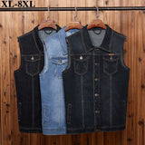 5XL 6XL 7XL 8XL gbolsos New Men's Denim Vest Fashion Casual Classic Style Slim Fit Vest  Jeans Jacket Coat Male Blue Black Gray