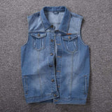 Gbolsos5XL 6XL 7XL 8XL 2021  New Men's Denim Vest Fashion Casual Classic Style Slim Fit Vest  Jeans Jacket Coat Male Blue Black Gray