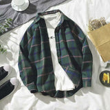 Gbolsos2021 New Fashion Men Plaid Shirt Casual Loose Wool Jacket Coat Men Long Sleeve Shirt Mens Clothing Streetwear