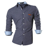 Jeansian Men's Casual Dress Shirts Fashion Desinger Stylish Long Sleeve Slim Fit 8615 Navy2