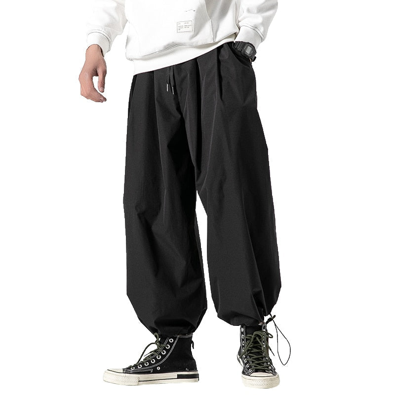 New Design Drawstring Harem Pants Men Baggy Jogging Pants Japanese Style Male Crotch Wide Leg Pants Casual Loose Trousers