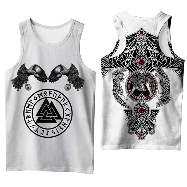 Viking symbol Tattoo Raven 3D Printed men shirt vest Harajuku Fashion Sleeveless T-shirt summer streetwear Unisex tank tops