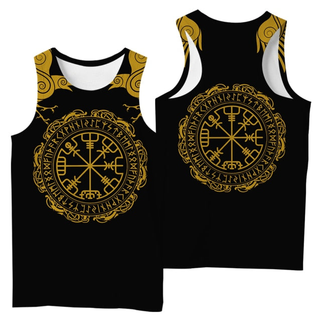 Viking symbol Tattoo Raven 3D Printed men shirt vest Harajuku Fashion Sleeveless T-shirt summer streetwear Unisex tank tops