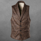 GbolsosSuede Slim Fit Single Breasted Vest Mens 2021  Brand New Fashion Gothic Steampunk Victorian Style Waistcoat Men Casual Vest