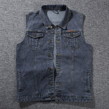 Gbolsos5XL 6XL 7XL 8XL 2021  New Men's Denim Vest Fashion Casual Classic Style Slim Fit Vest  Jeans Jacket Coat Male Blue Black Gray