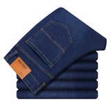 Men's Jeans Autumn Denim Pants Slim Straight Dark Blue Regular Fit Leisure Long Trousers Famous Brand Jean Men Hombre