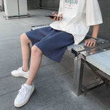 Summer Pleated Shorts Men's Fashion Solid Color Loose Casual Shorts Men Streetwear Wild Korean Five-point Pants Mens S-3XL