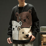 Gbolsos Cartoon Bear Sweater Men Winter Men Clothing Fashion Long Sleeve Knitted Pullover Sweater Oversized New Cotton Coat