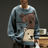 Gbolsos Cartoon Bear Sweater Men Winter Men Clothing Fashion Long Sleeve Knitted Pullover Sweater Oversized New Cotton Coat