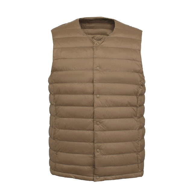 Men 90% White Down Vest Man's Clothing Ultra Light Down Waistcoat Portable Sleeveless Coat Man Winter Round Collar Warm Liner