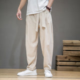 Spring Cotton Linen Pants Men Elastic Waist Casual Harem Pant Loose Sweatpants Traditional Chinese Trousers pantalons homme