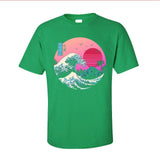 Vaporwave Graphic Tshirt Men Basic T-shirts O Neck Short Sleeve Cotton The Great Retro Wave Tops T Shirt 80s T-shirts Japan