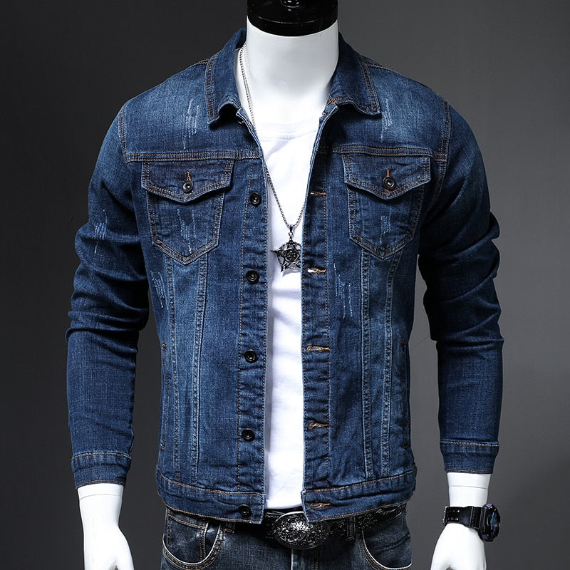 Gbolsos2022   autumn and winter new men's plus size 4XL Slim denim jacket casual men buttons casual personality fashion jeans jacket