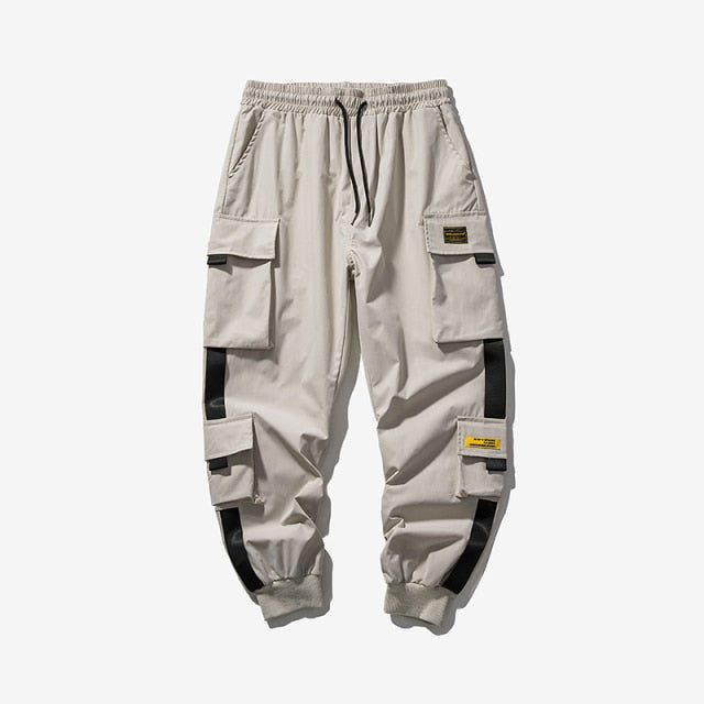 Gbolsos2021 New Hip Hop Joggers Cargo Pants Men Harem Pants Multi-Pocket Ribbons Man Sweatpants Streetwear Casual Mens Pants S-5XL
