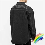 Black Vetements Denim Jacket Women 1:1 High Quality Wash and make old Big Logo Behind Cowboy VTM Coat Jean
