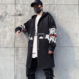 GbolsosMen Jacket Men 5XL Print Hooded Long Coat Black 2021 Hip Hop Streetwear Men's Jackets Outwear