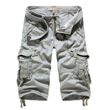 Summer Cargo Shorts Men Casual Workout Military Men's Shorts Multi-pocket Calf-length Short Pants Men ( Belt is not included )